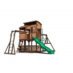 Complex Loc de Joaca din cedru SkyFORT ELITE Master- Centru cu tobogan si 3 nivele - Backyard Discovery